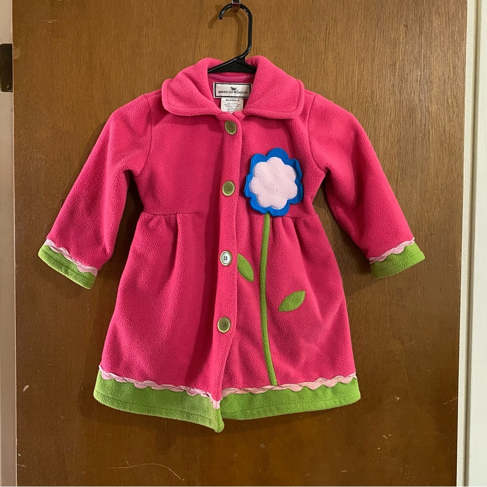 Size 4 Kids Pink and green American Widgeon fleece flower jacket